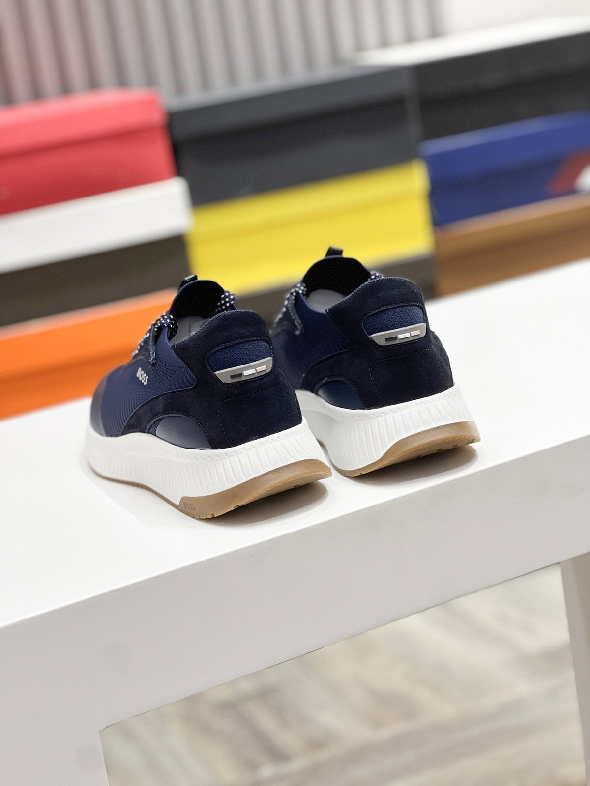 BOSS Knit Ribbed-Sole Sneakers — side