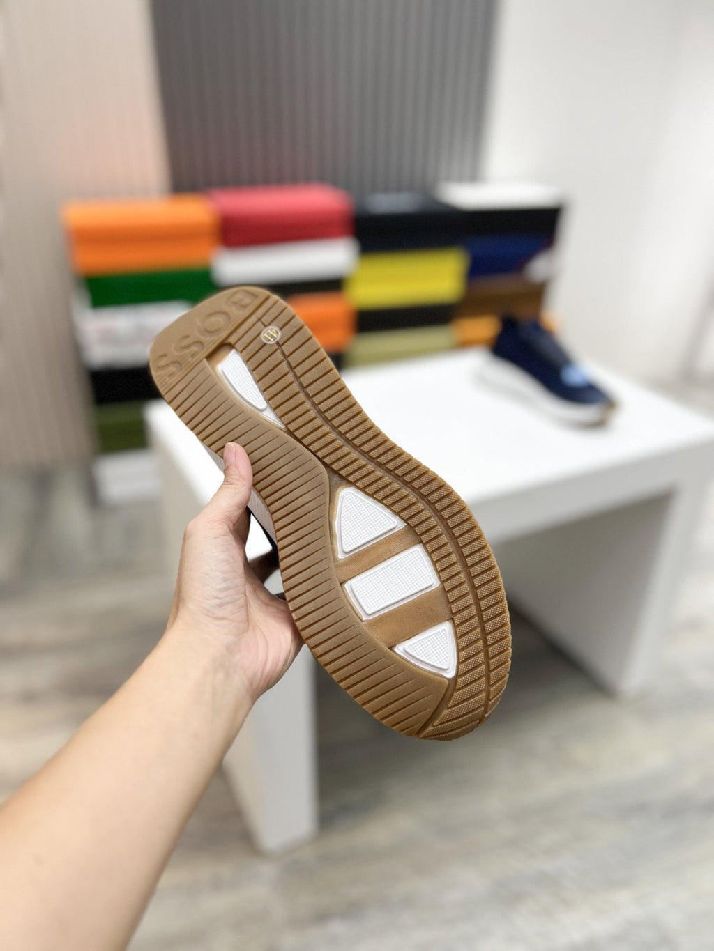 BOSS Knit Ribbed-Sole Sneakers — back