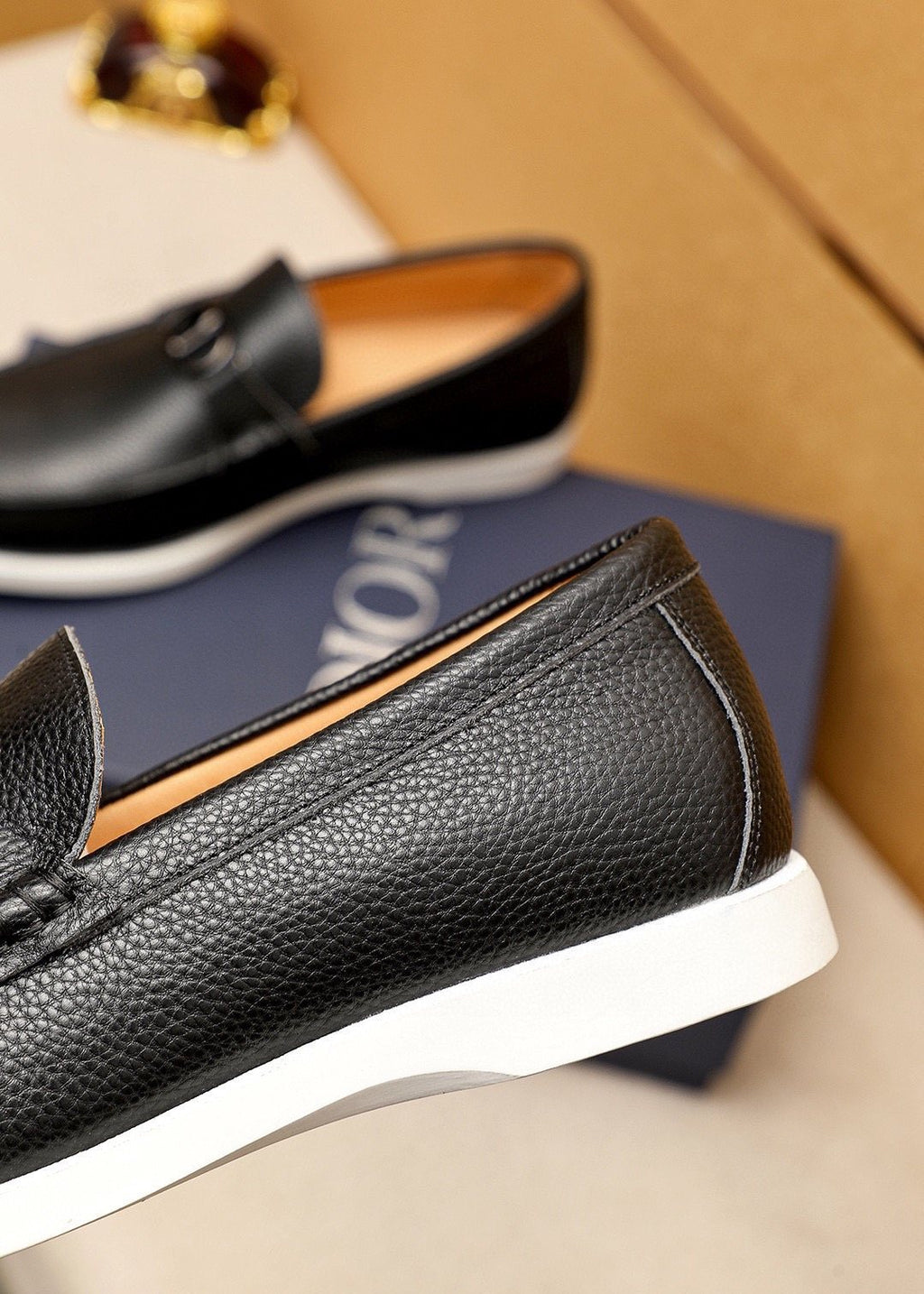 Dior Textured Leather Slip-On Shoes — back