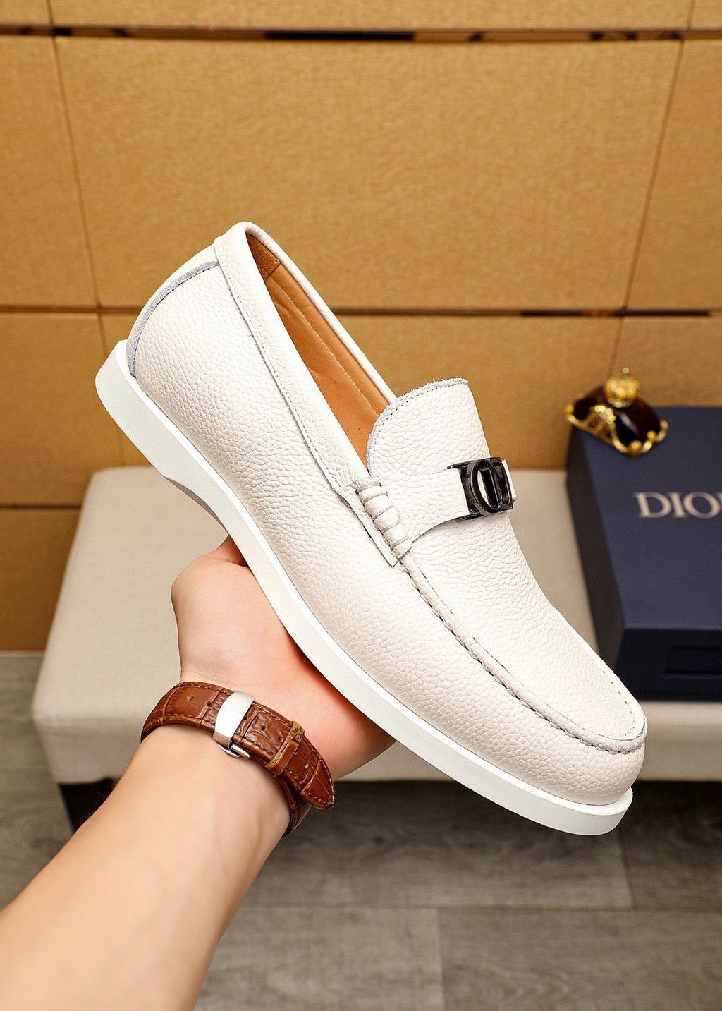 Dior Textured Leather Slip-On Shoes — model