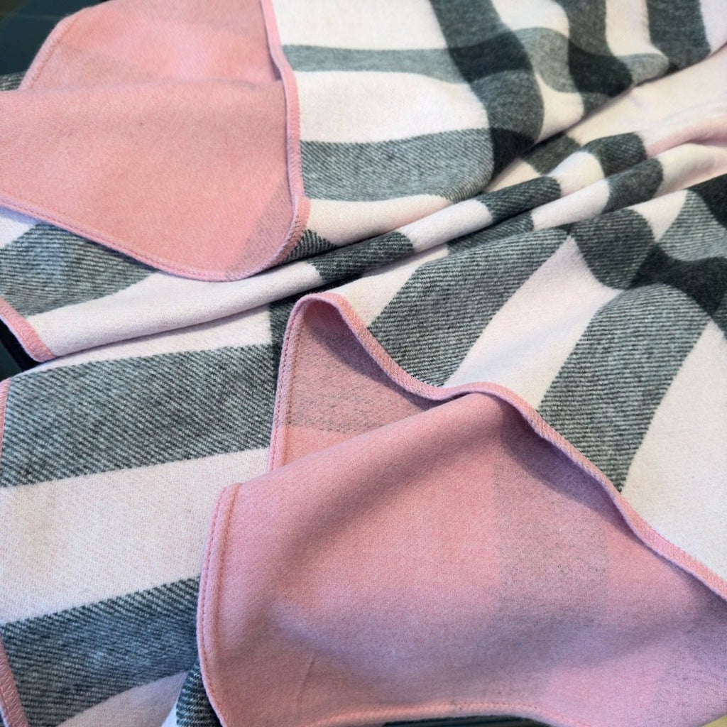 Burberry Reversible Plaid Cape Shawl — detail