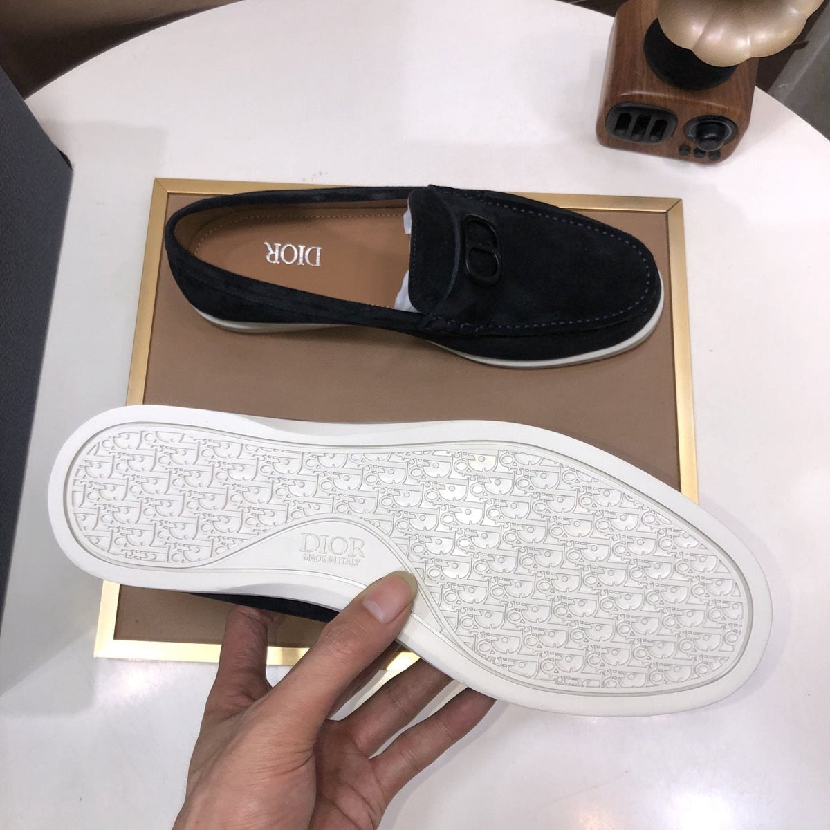 Dior Metal Hardware Slip-On Loafers — detail
