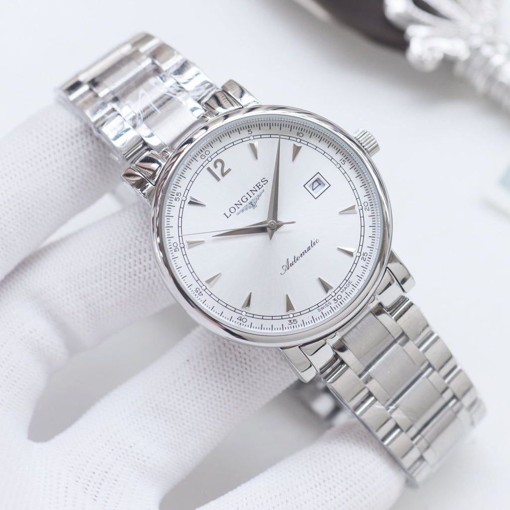 LONGINES Silver White Dial Bracelet Watch — front