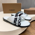 Burberry Plaid Cross-Strap Slide Sandals — front