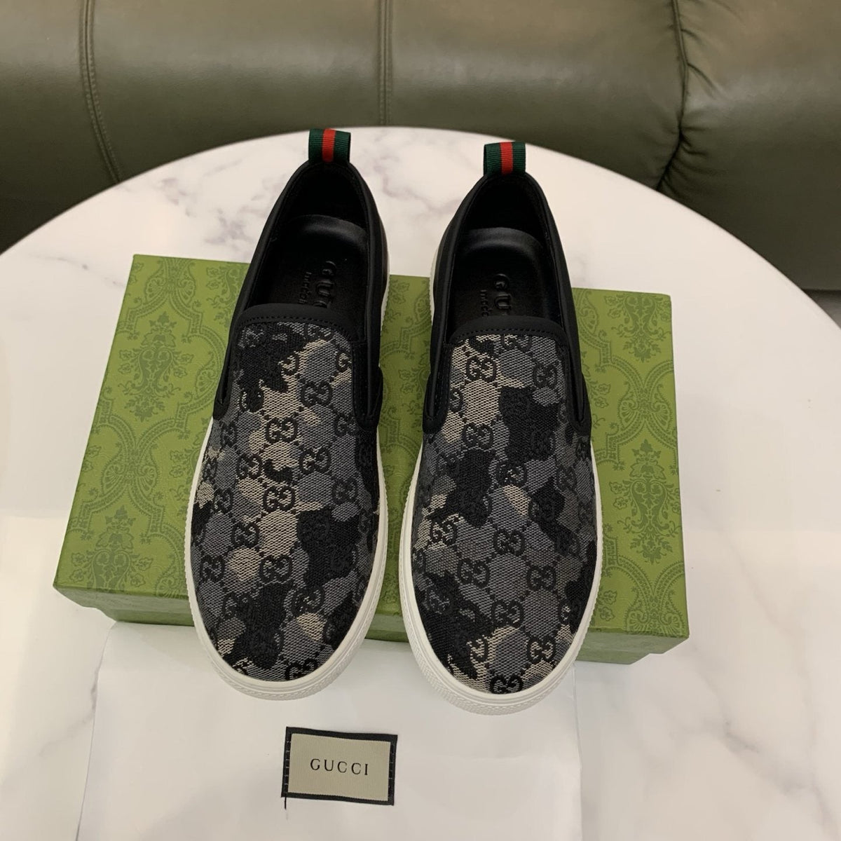 Gucci Patterned Slip-On Sneakers — front