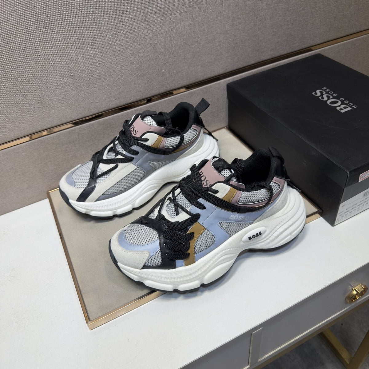 BOSS Mesh Panel Low-Top Sneakers — front