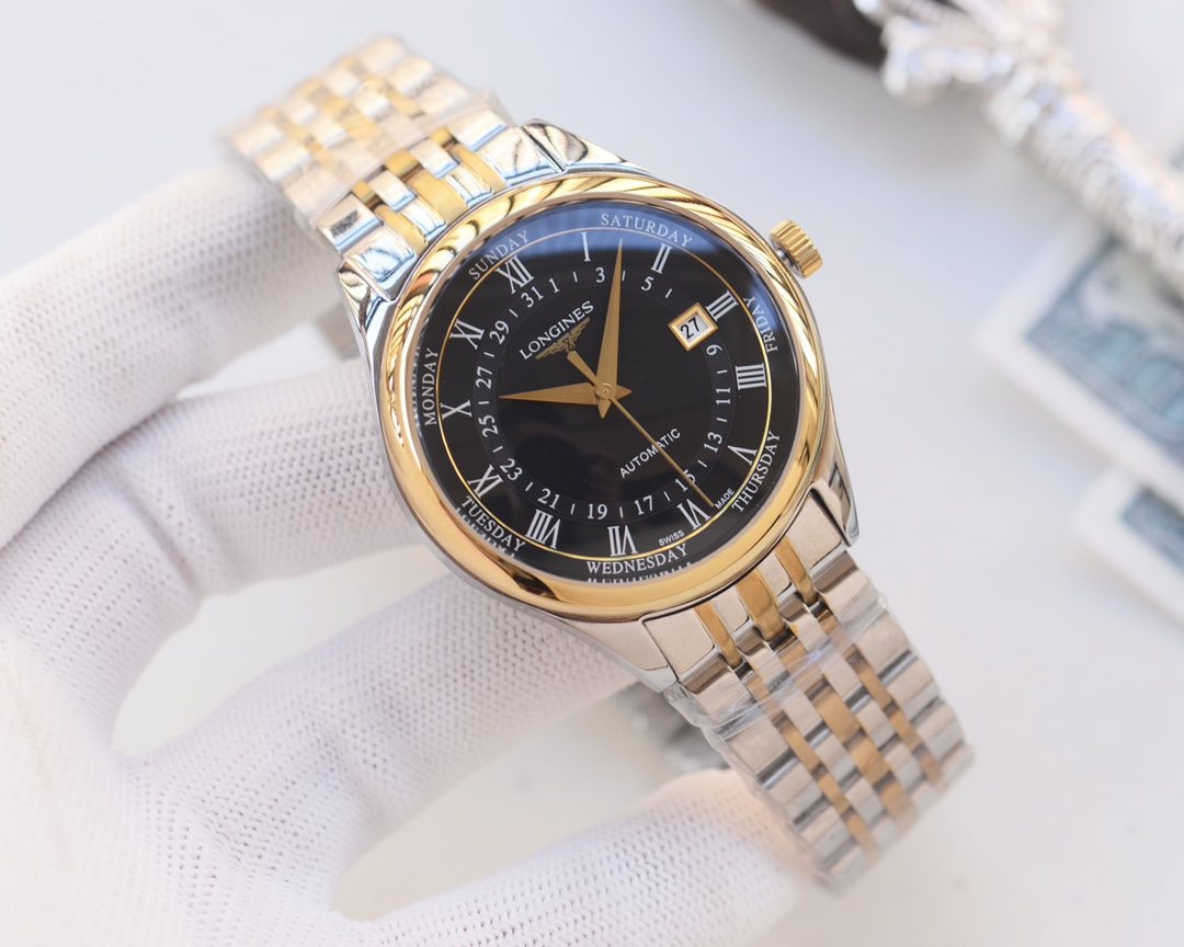 Longines Two Tone Black Dial Bracelet Watch — hero