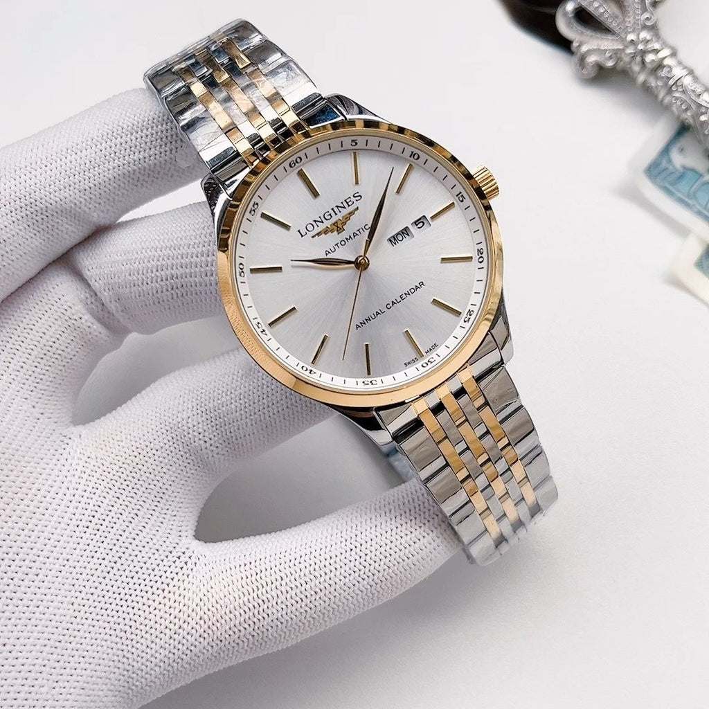 Two Tone Gold White Dial Bracelet Watch — front