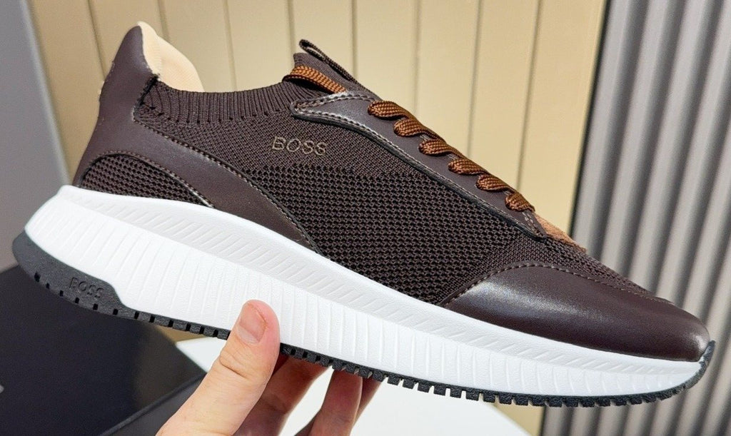 BOSS Knit Lace-Up Sneakers — front