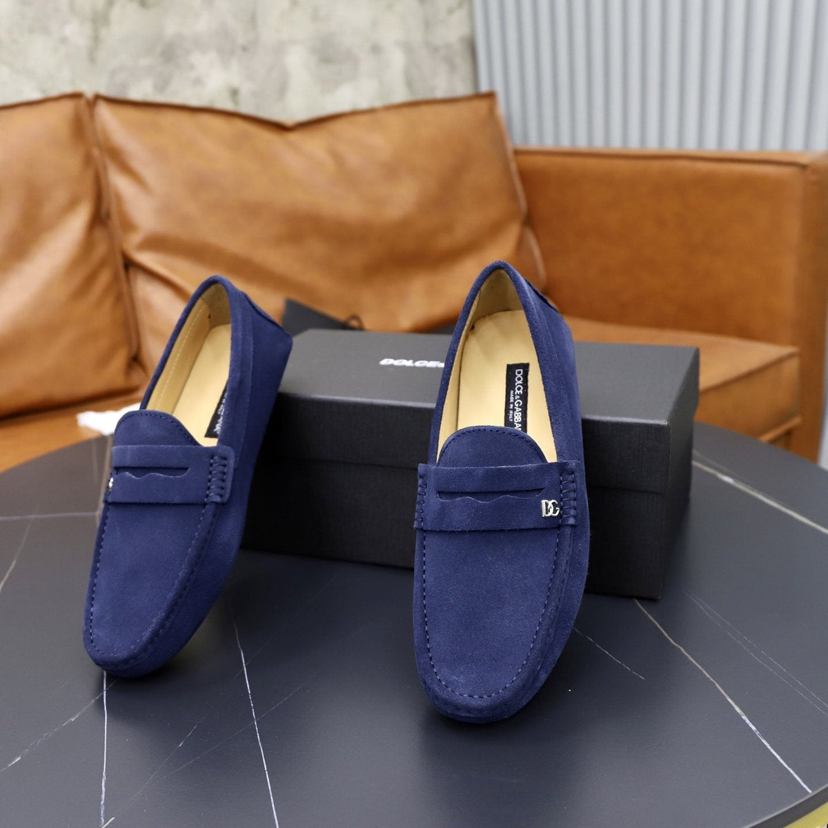 Dolce & Gabbana Men's Leather Penny Loafers — front