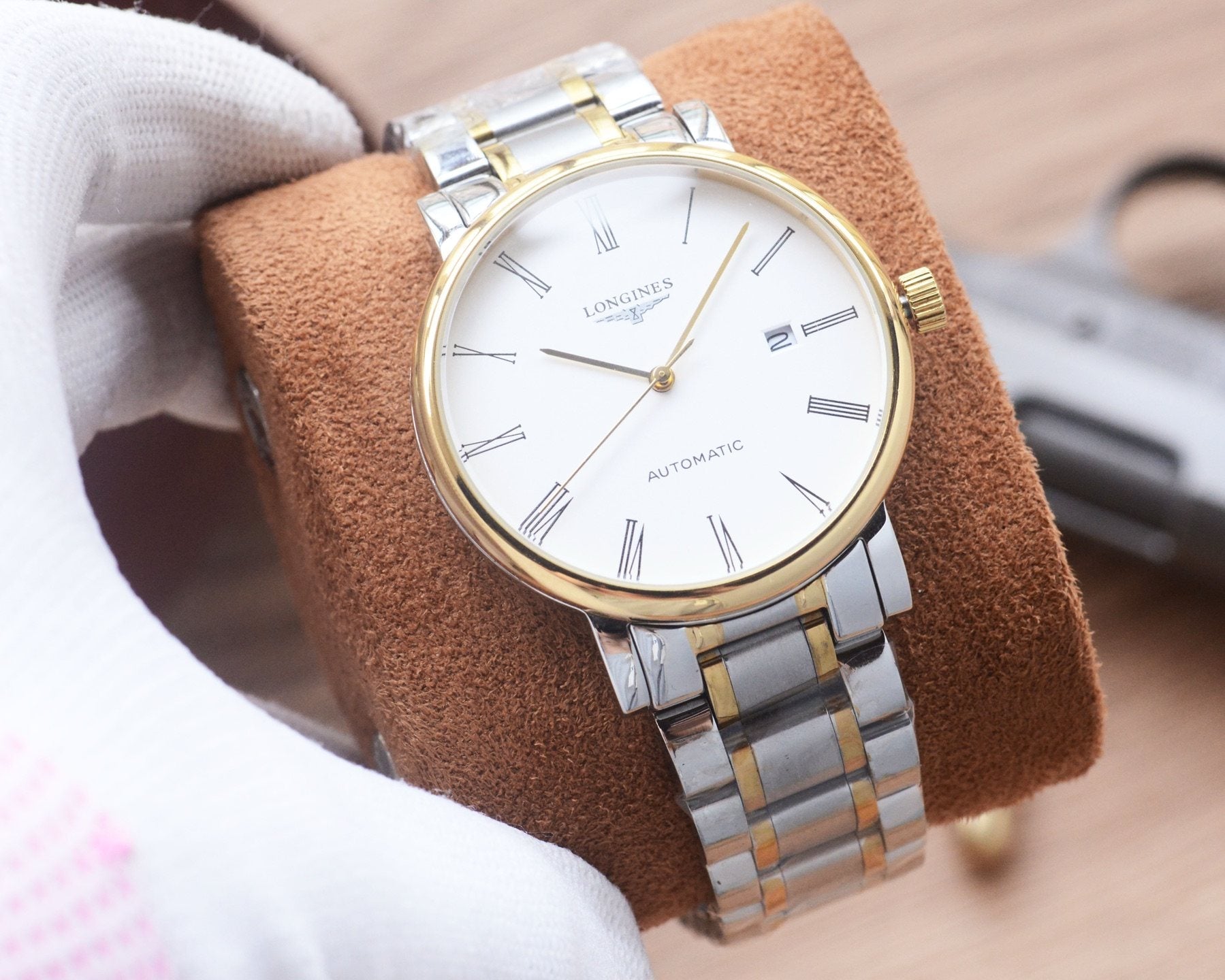 Two Tone Silver White Dial Bracelet Watch — hero