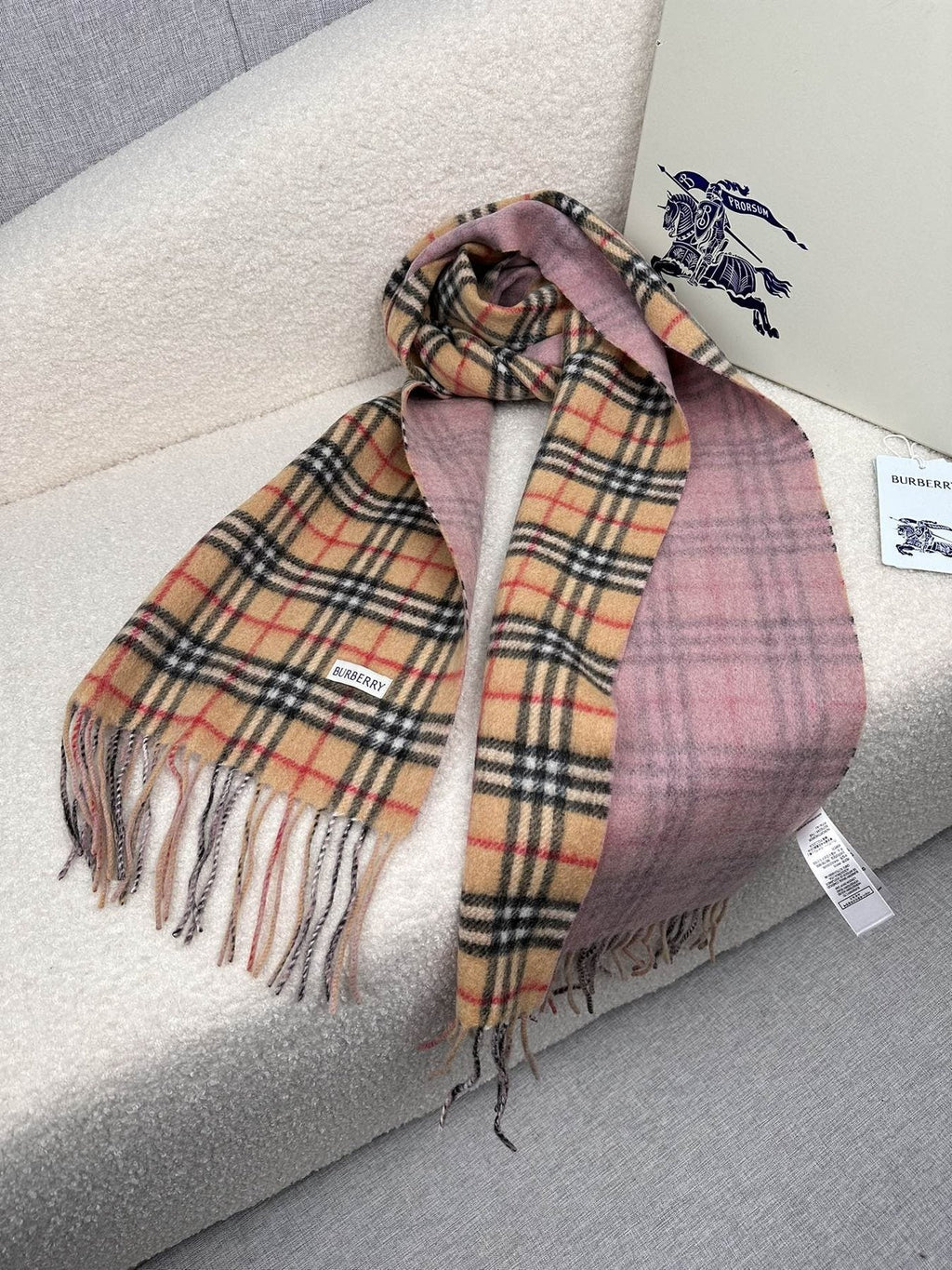 Burberry Reversible Fringed Plaid Scarf — side