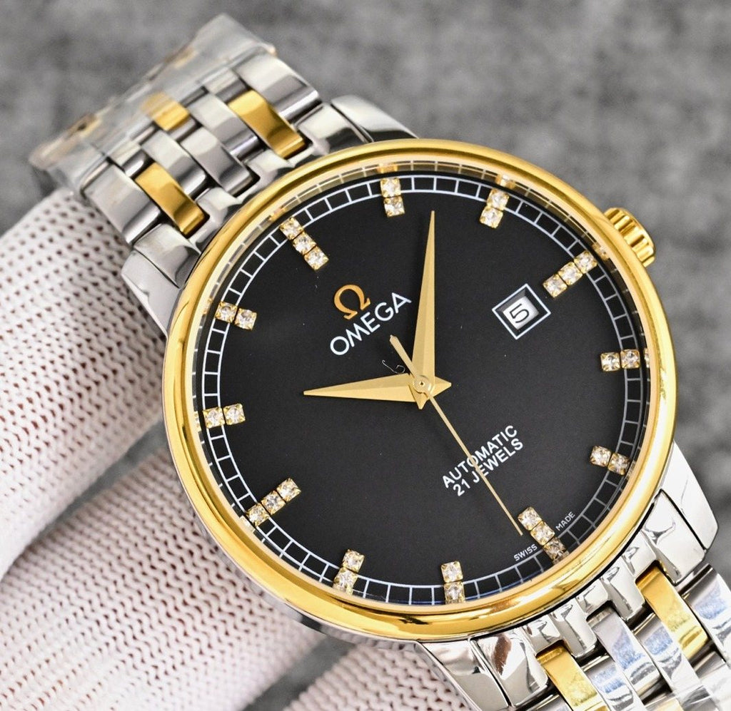 Gold Two Tone Black Dial Bracelet Watch — hero