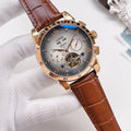OMEGA Rose Gold Brown Silver Dial Leather Strap Watch — hero