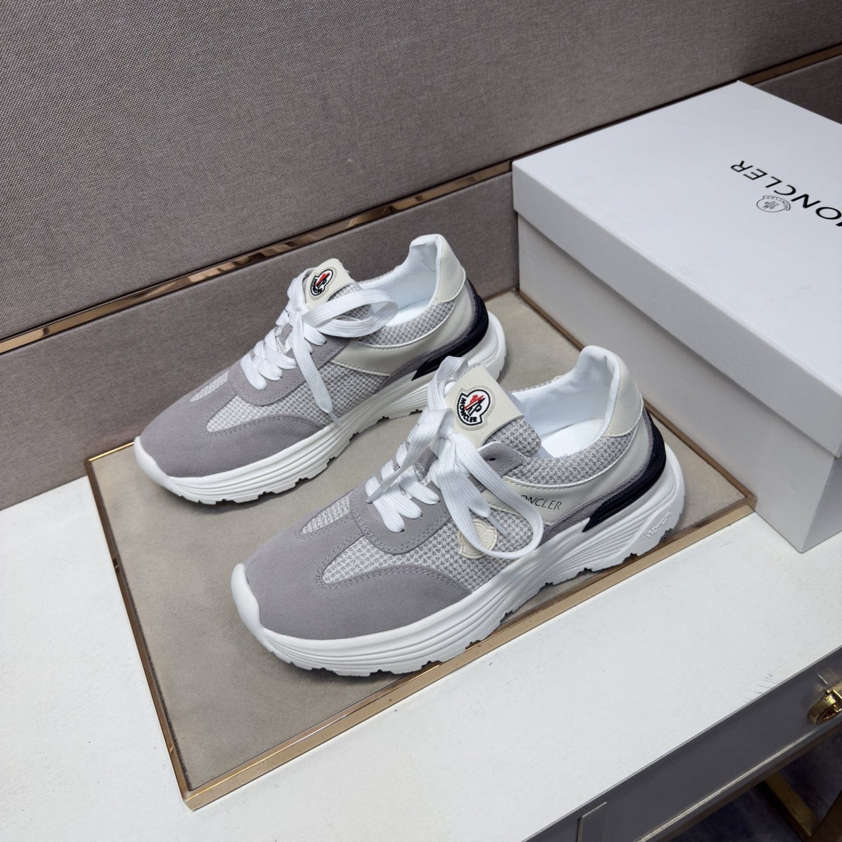 Moncler Mixed-Material Low-Top Sneakers — front