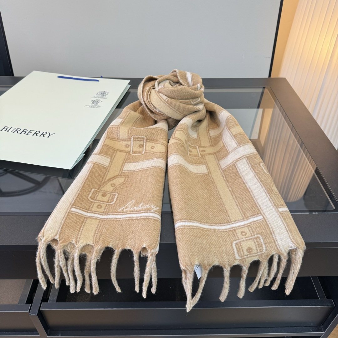 Burberry Reversible Cashmere Fringe Scarf — front