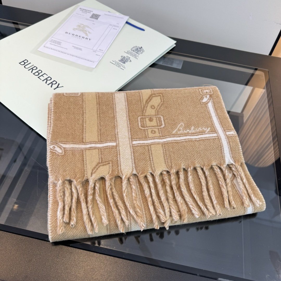 Burberry Reversible Cashmere Fringe Scarf — side