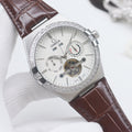 OMEGA Silver Brown White Dial Strap Watch — hero