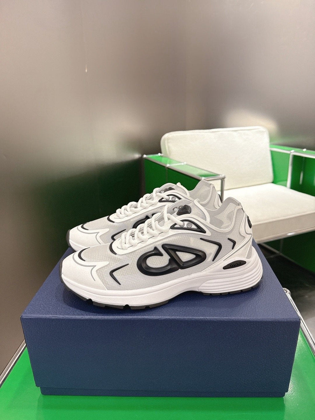 Dior Black and White Accent Low-Top Sneakers — side