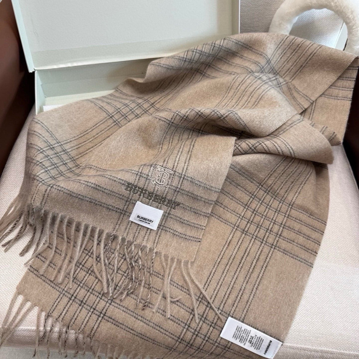 Burberry Plaid Fringe Scarf — front