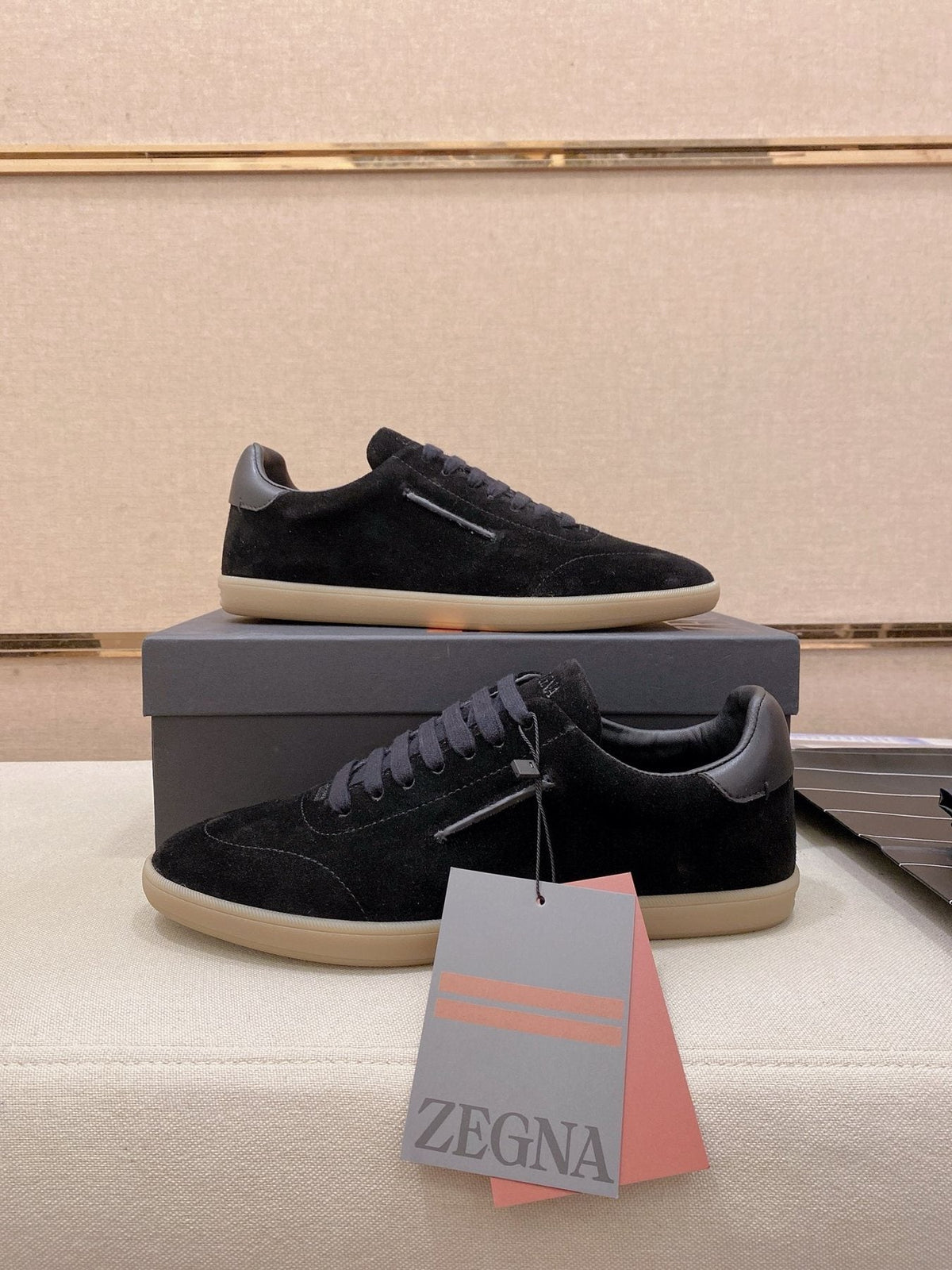 Zegna Suede Low-Top Sneakers — front
