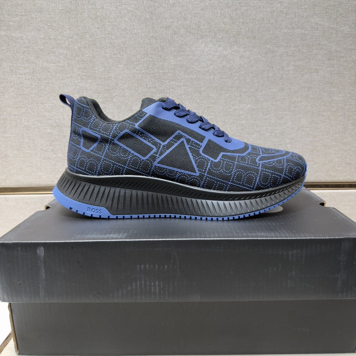 BOSS Navy Blue and Black Low-Top Sneakers — side
