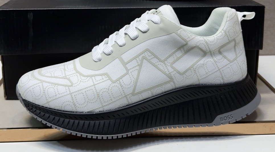 BOSS Navy Blue and Black Low-Top Sneakers — front