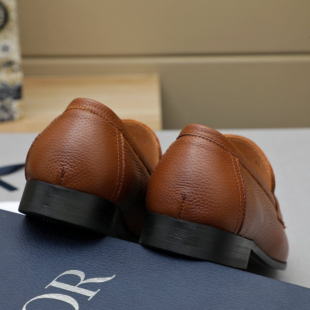 Dior Pebbled Leather Hardware Loafers — back