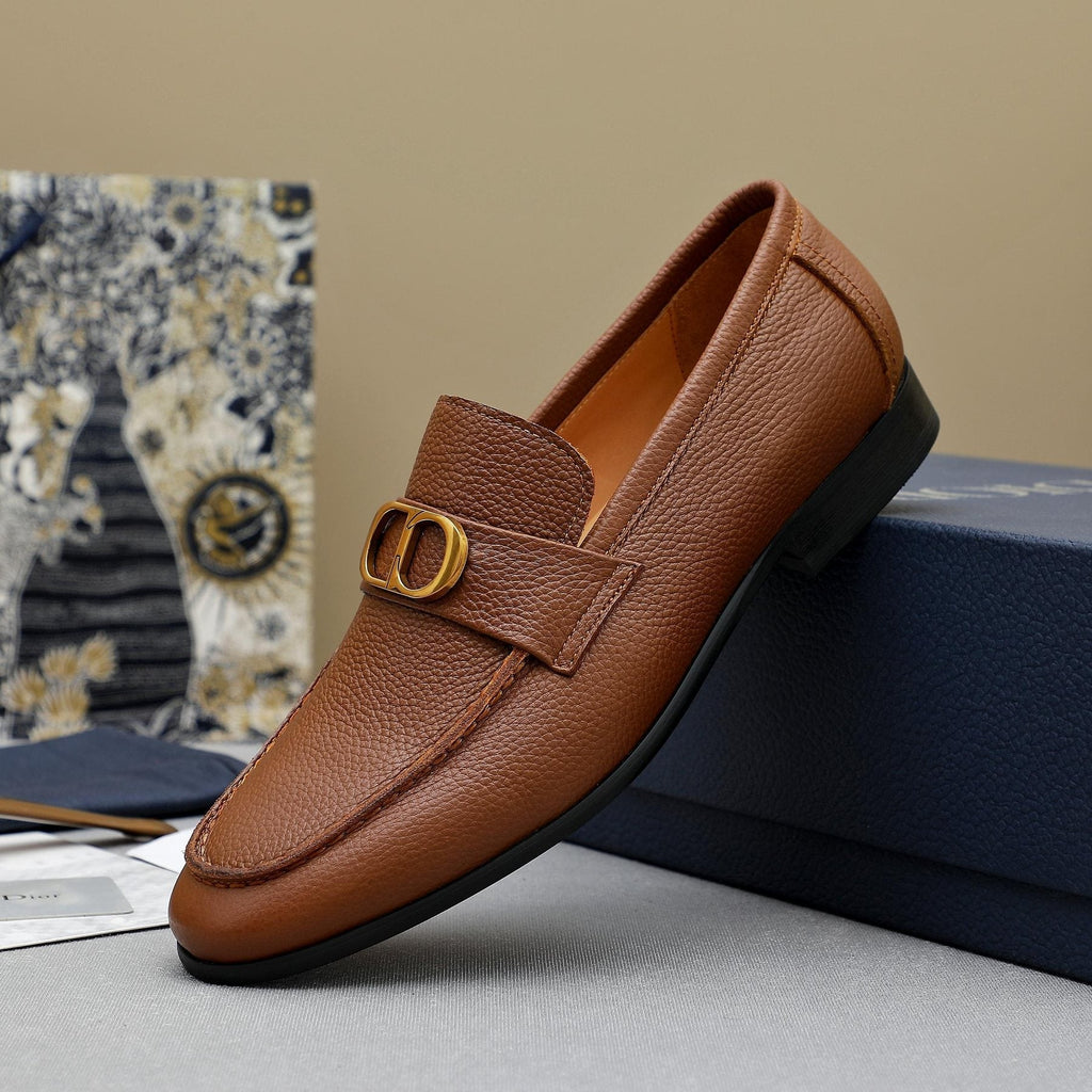 Dior Pebbled Leather Hardware Loafers — side