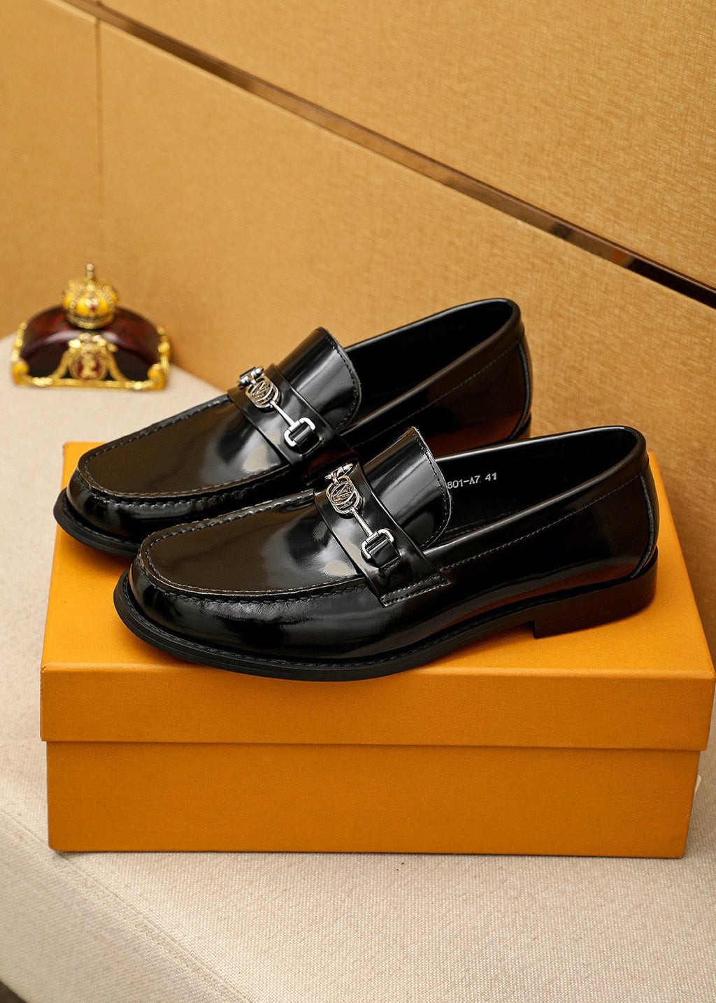 Louis Vuitton Black Leather Buckle Loafers — front
