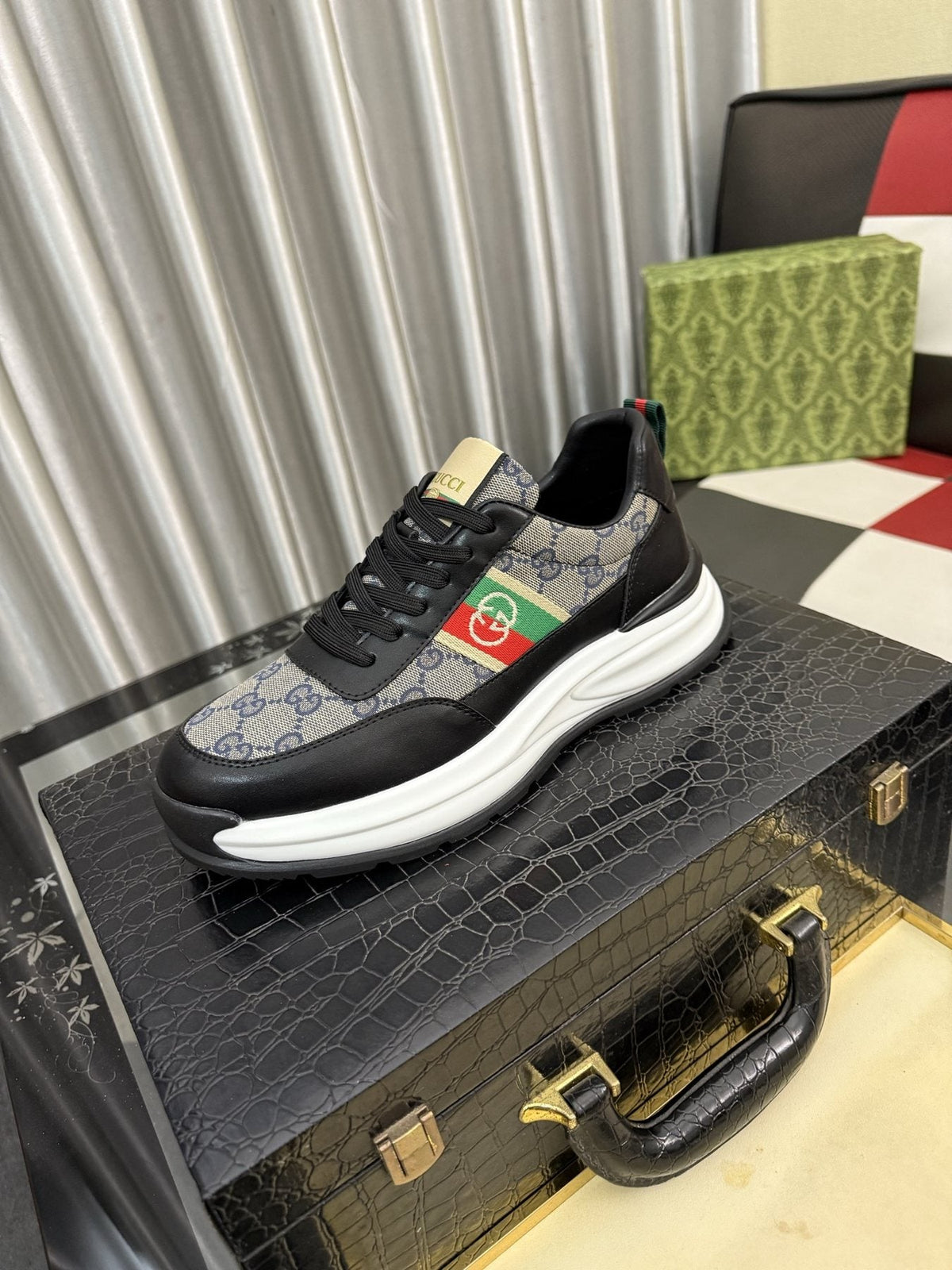 Gucci Monogram Stripe Low-Top Sneakers — front