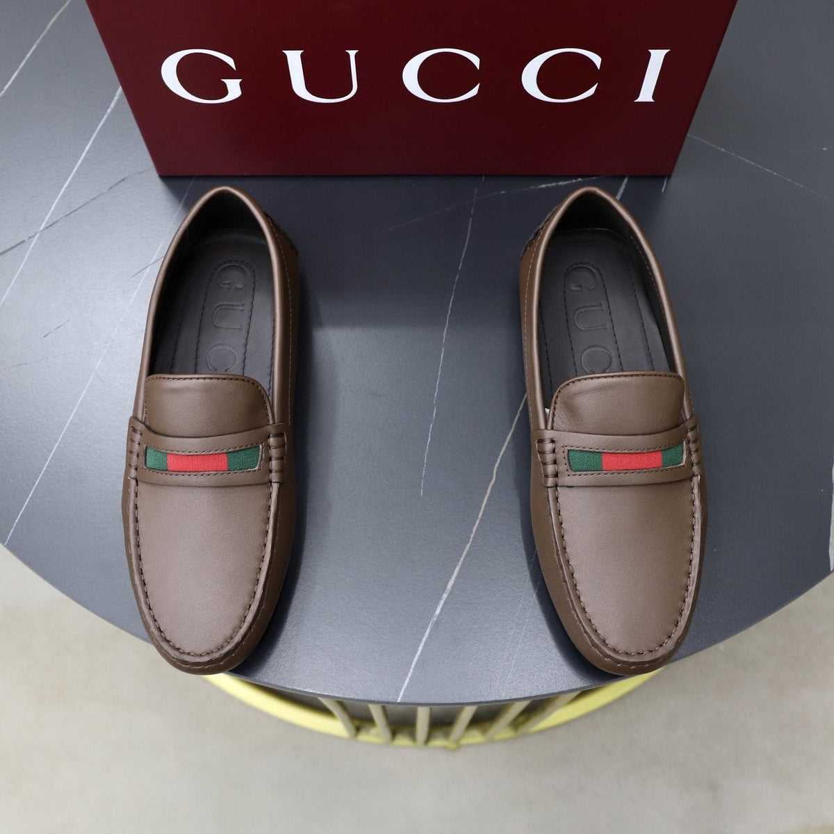 Gucci Men’s Stripe Slip-On Loafers — front