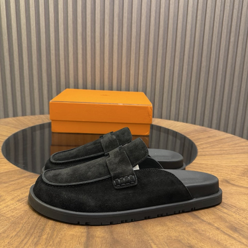 Hermès H-Detail Suede Mule Shoes — side