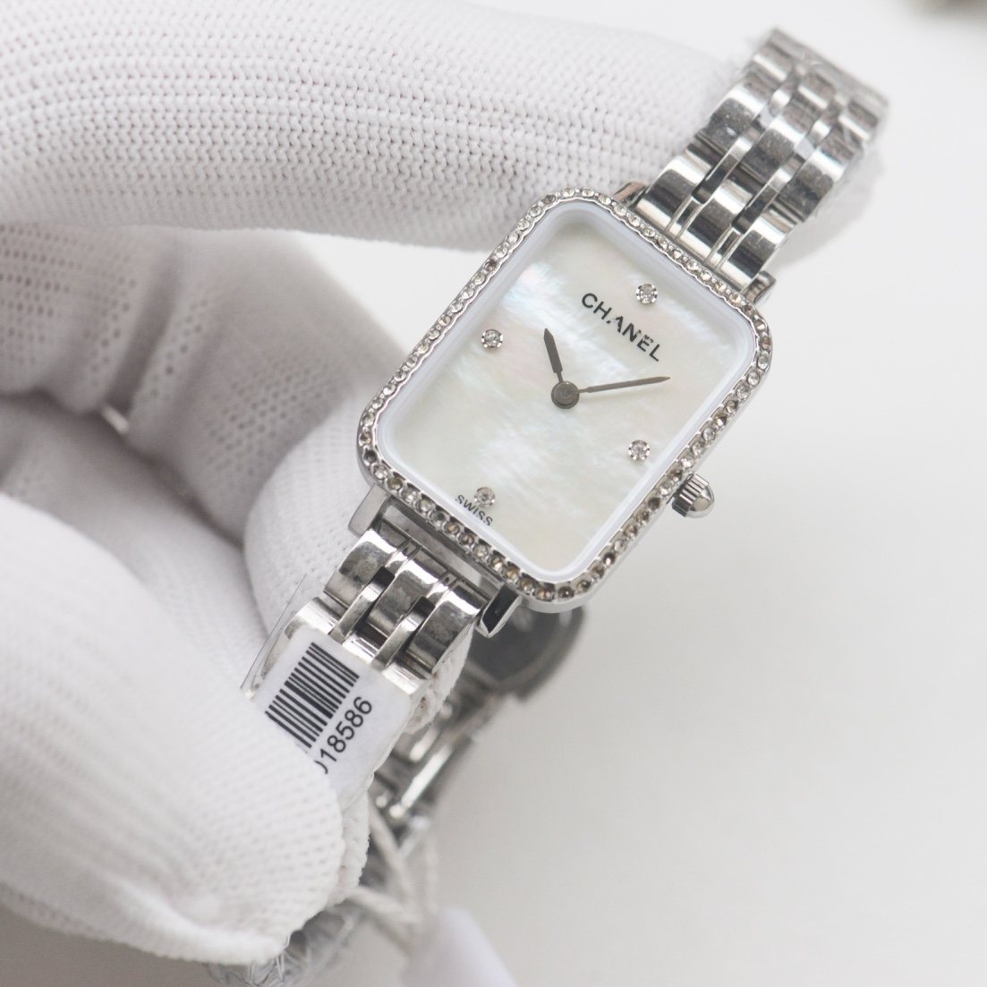 CHANEL Silver White Dial Bracelet Watch — front