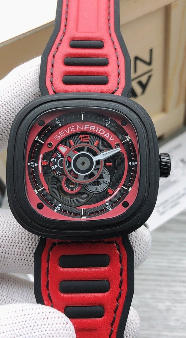 SEVENFRIDAY Red Strap Watch — front