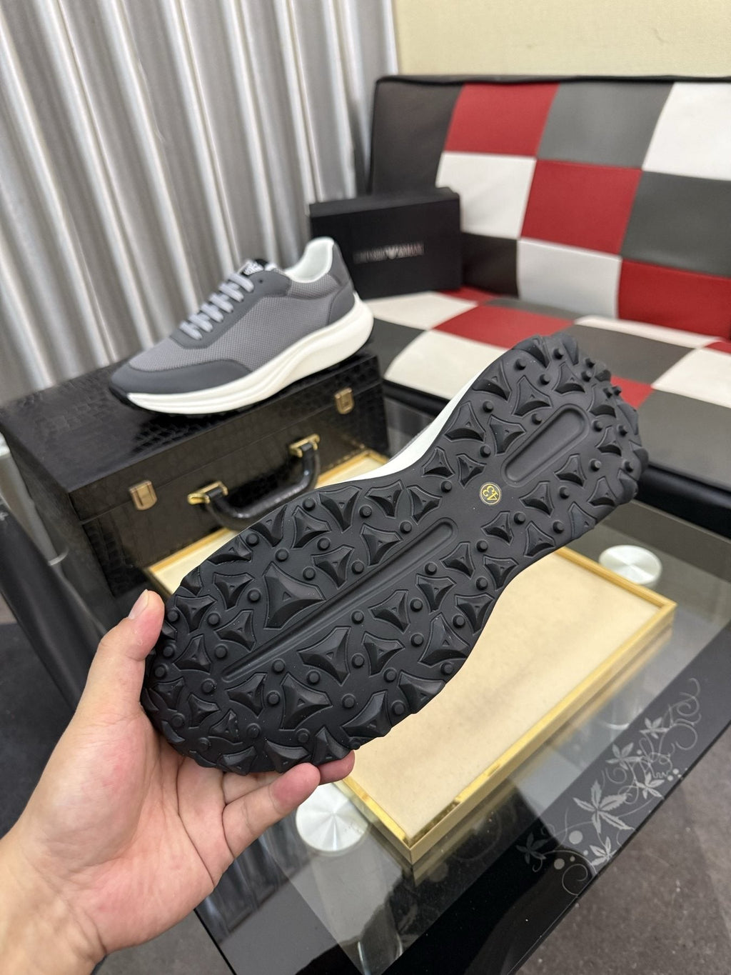 Armani Textured Low-Top Sneakers — detail