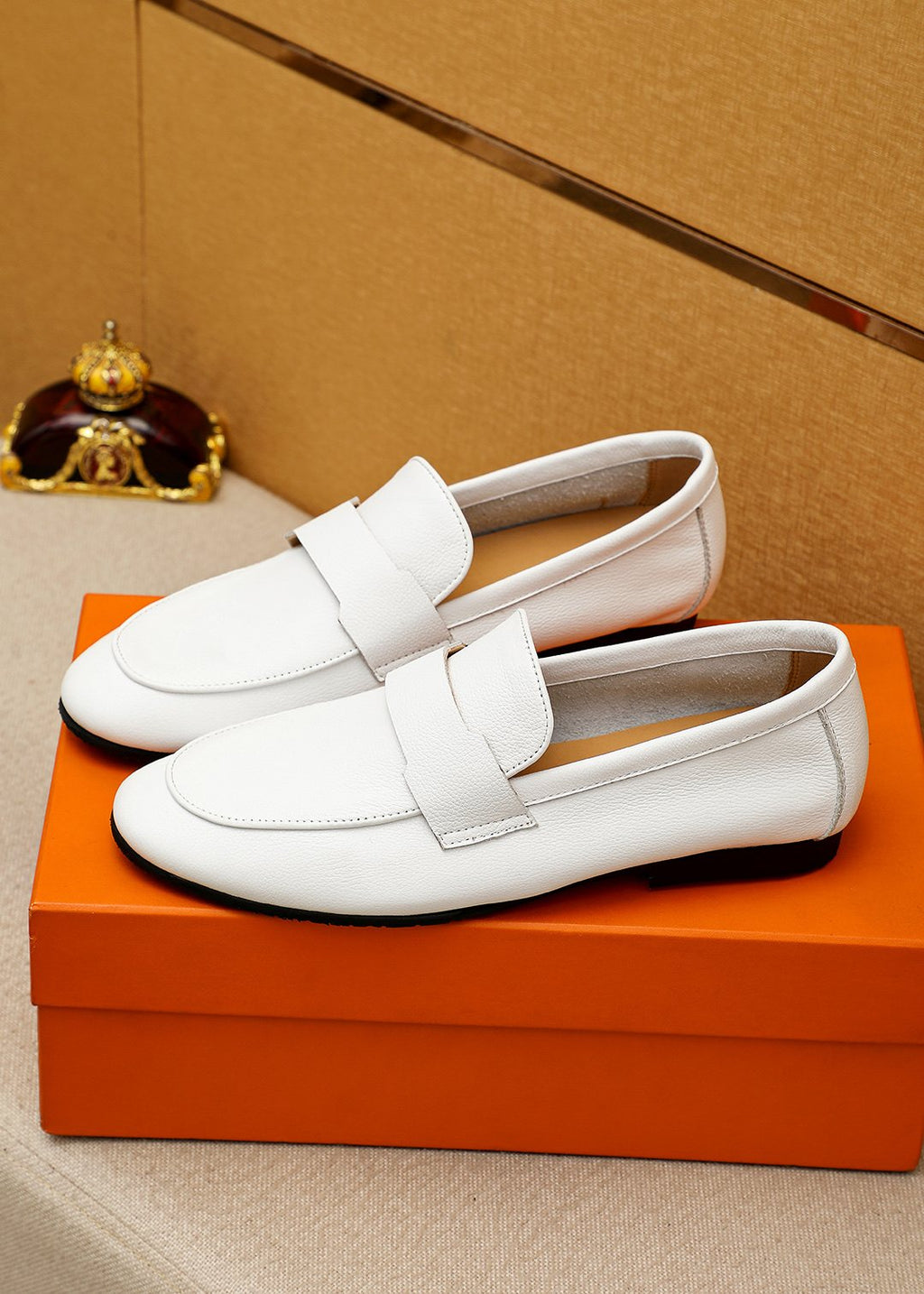Hermès Pebbled Leather Loafers — front