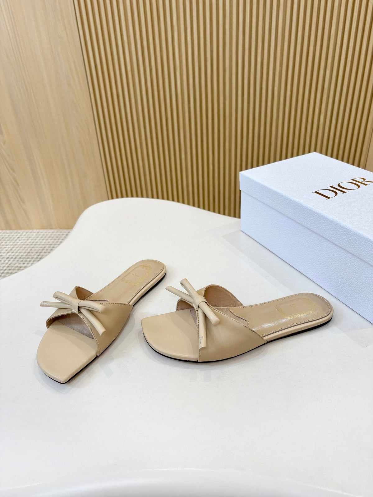 Dior Bow-Detail Slide Sandals — front