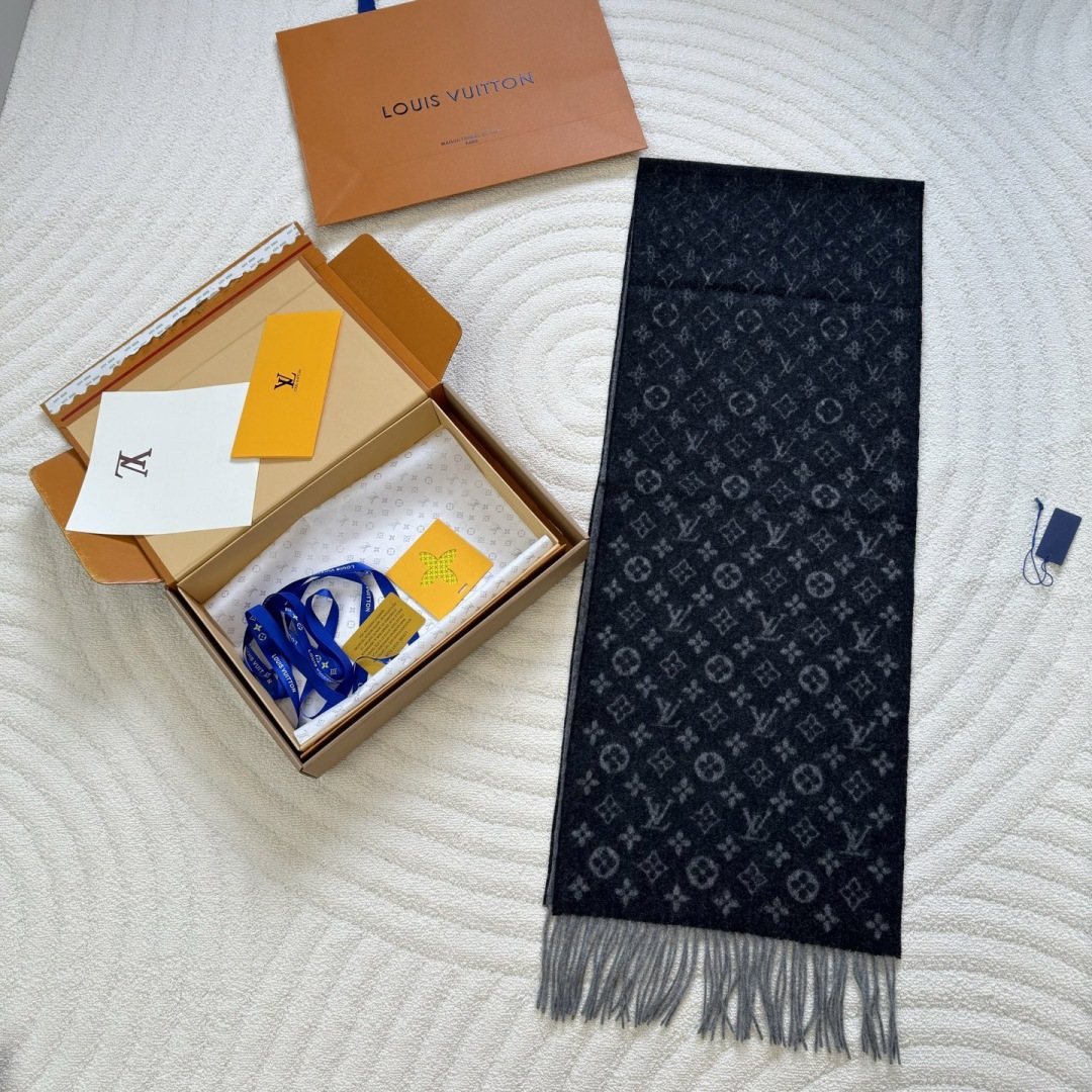 Louis Vuitton Monogram Fringed Scarf — front