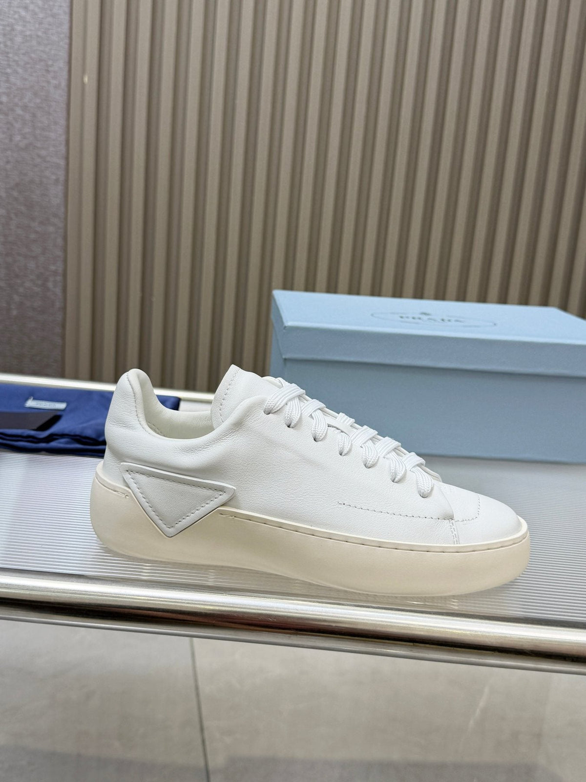 PRADA Tonal Tan Low-Top Sneakers — front
