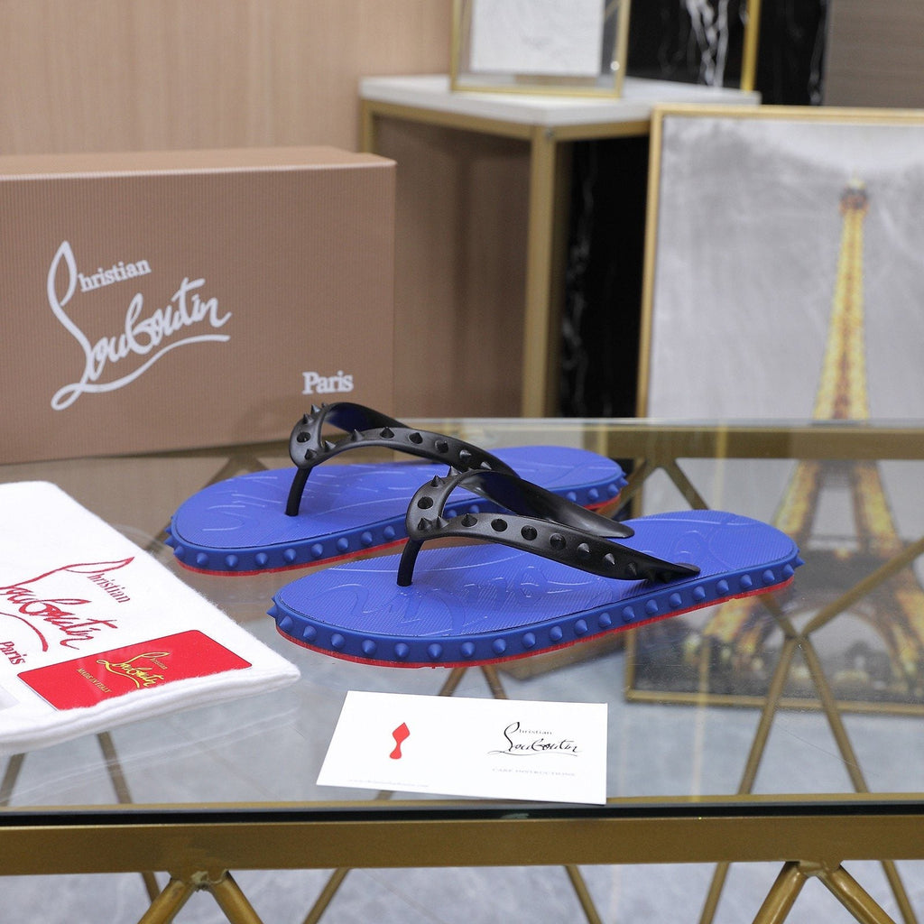Christian Louboutin Studded Thong Flip-Flop Sandals — front
