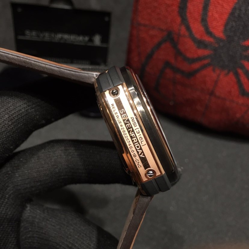 SEVENFRIDAY Brown Black Leather Strap Watch — side