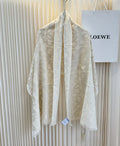 LOEWE Ivory Anagram Fringe Scarf — front