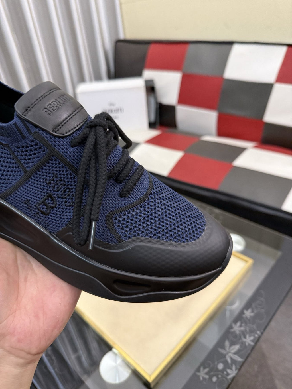 BERLUTI Mesh-Panel Lace-Up Sneakers — detail