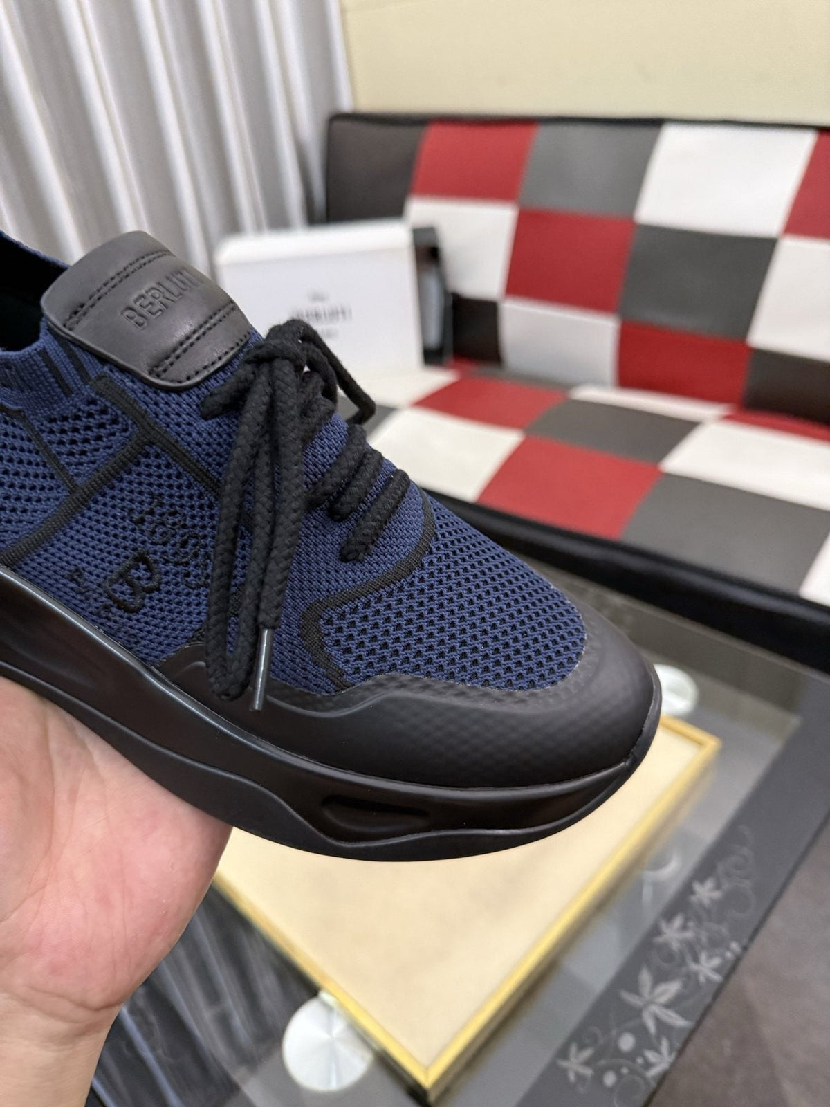 BERLUTI Mesh-Panel Lace-Up Sneakers — detail