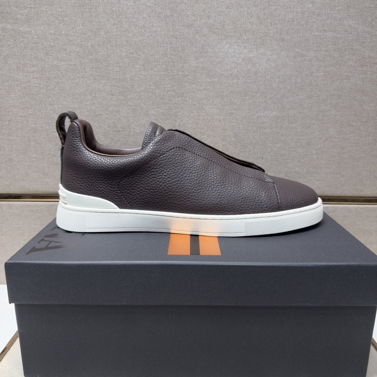 Zegna Navy Slip-On Sneakers — side