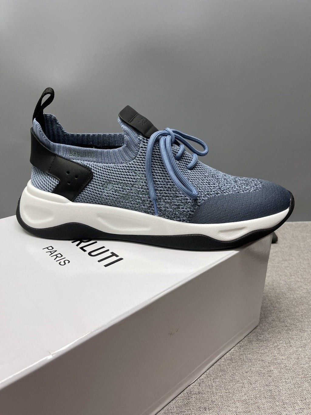 Berluti Blue Knit Lace-Up Sneakers — hero