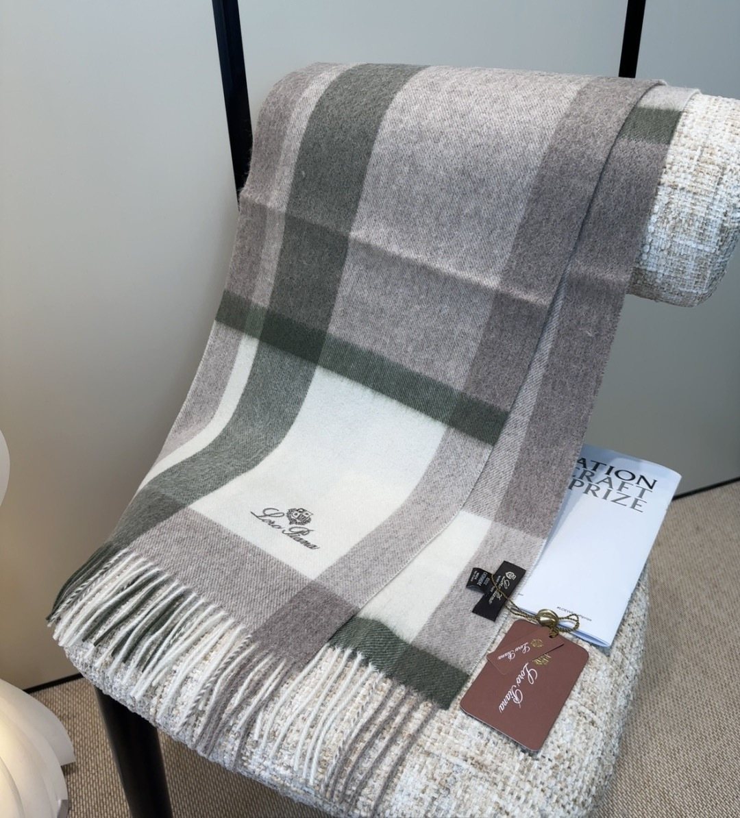 Loro Piana Plaid Fringe Scarf — front