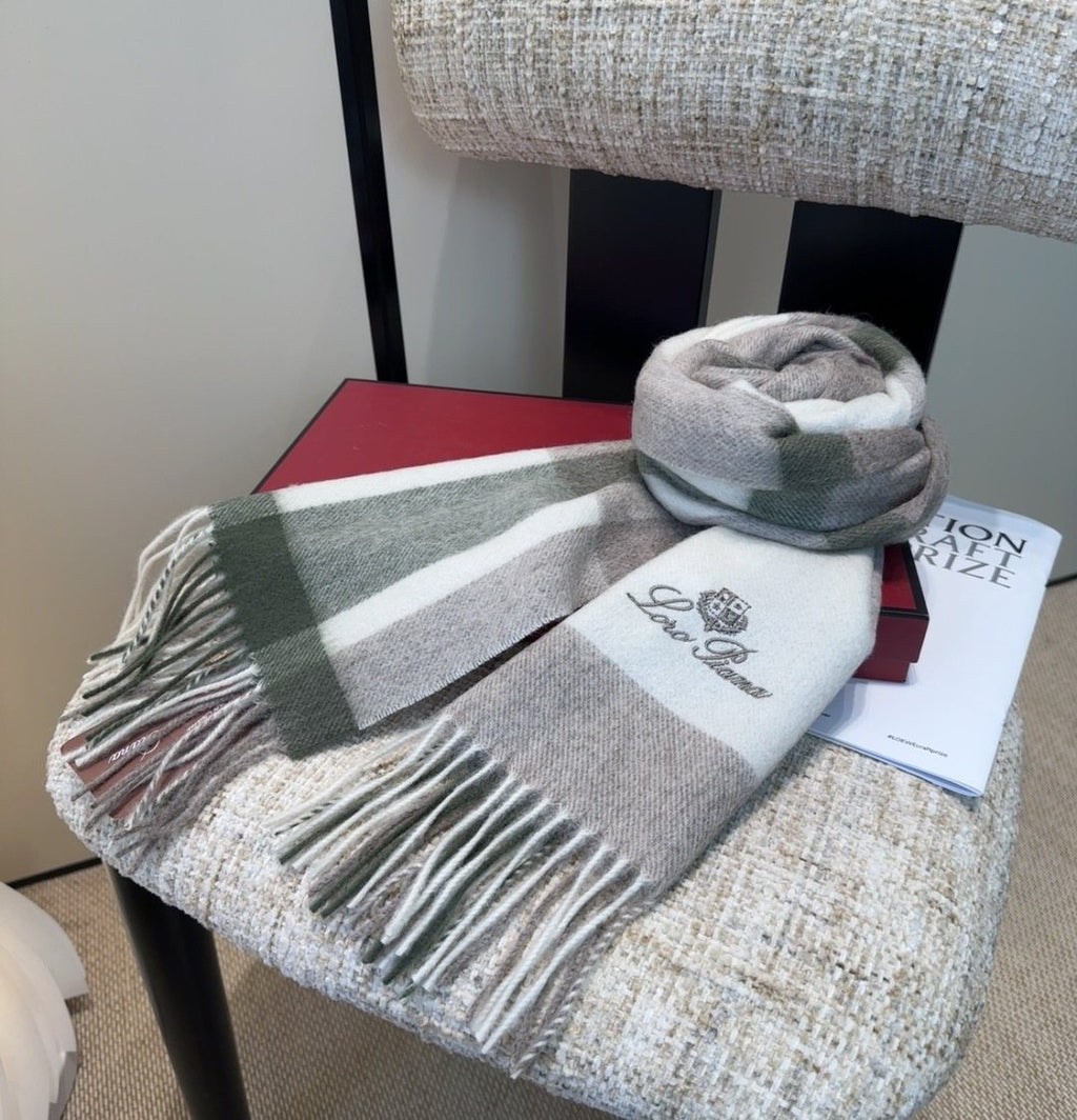 Loro Piana Fringed Plaid Scarf — side