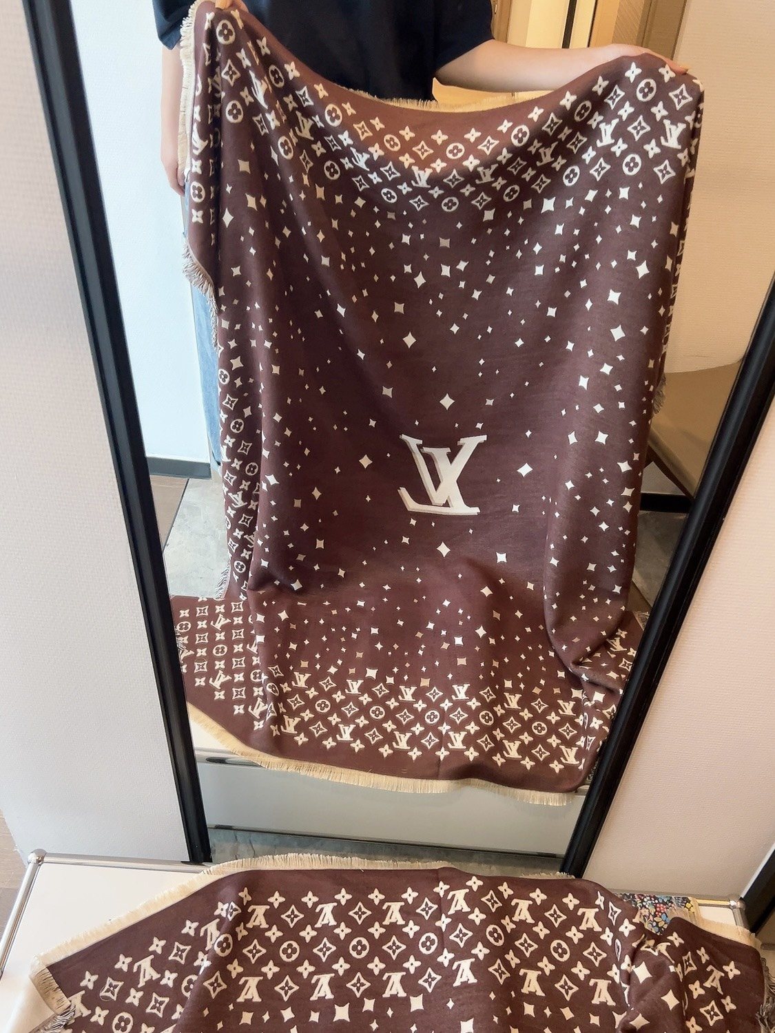 Louis Vuitton Starry Monogram Fringed Wrap — front